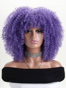 16" Short Curly Afro Kinky Wig, Multi-Color Fluffy Synthetic Fiber Wig, Suitable For Daily Wear, Holiday, Wedding, Birthday, Party, Halloween Costume - 彩色 - 查看 6