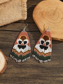 全新手工波西米亚风多色蝴蝶流苏耳环 - 咖啡 - 查看 3