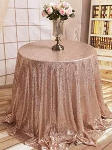 1pc Sequin Tablecloth Round Glitter Pleated Tablecloth Cover Wedding Birthday Party Bride Shower