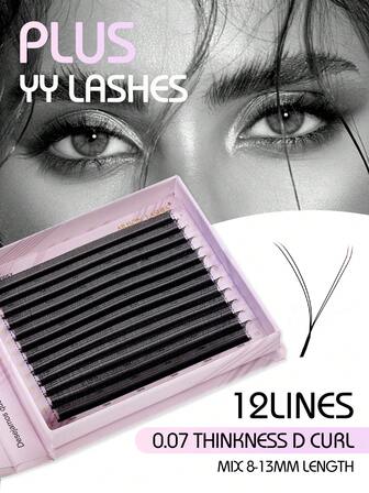 Pestañas magnéticas ARISON de gran capacidad 2 en 1 de 0,07 mm YY de 8-13 mm, abanicos de volumen prediseñados, extensión de pestañas con forma YY