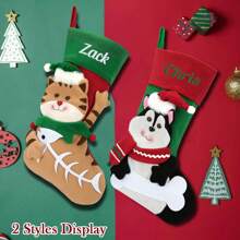 Personalized Cat Dog Christmas Stockings, Custom Christmas Stockings, Unique Shaped Cat Christmas Stocking For Your Beloved Pets, Fireplace Hanging Xmas Decorations, Tailored With Names For Cats And Dogs Gifts Birthday Graduation - Multicolor - View 5