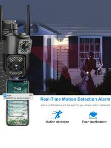 Reletech 4K PTZ 安全摄像机监控系统户外，IP PoE 360 摄像机，带双镜头、355 度平移和 90 度倾斜、户外监控、IP66 防水、双向音频、AI 检测、Trackmix PoE - 查看 3