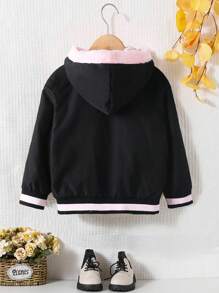 Giacca con cappuccio in pile spessa e calda per l'inverno, da ragazza, di colore unito, con spalle cadenti, in stile minimalista e sportivo, casual