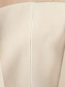 2024秋冬新款女士圆头高跟侧拉链过膝长靴，粗跟，修身，弹力马靴，派对靴 - 杏色 - 查看 9