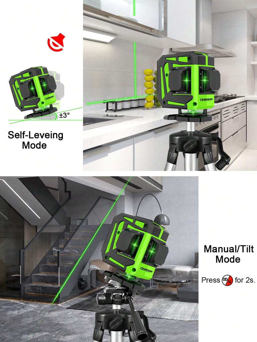 Clubiona IE12C Set With 360 Rotating Base Green Beam Cross Line Laser ...
