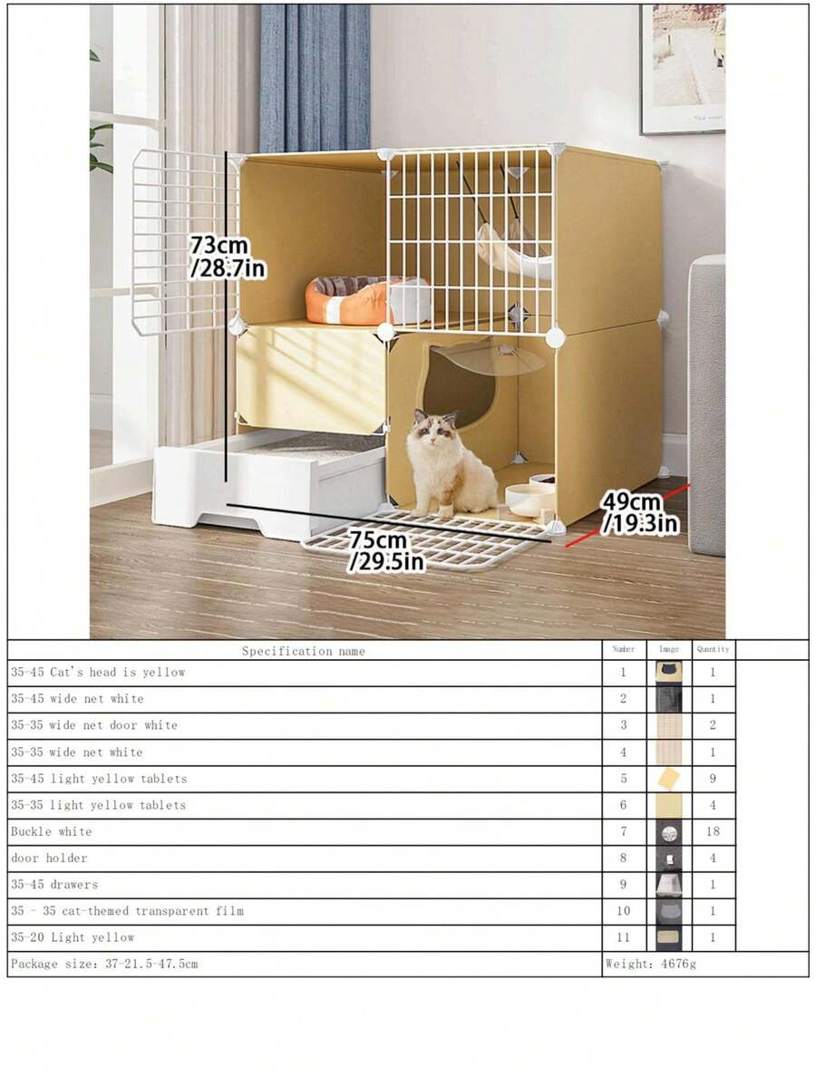 3Tier Spacious Cat Cage With Litter Box, Indoor Cat House Villa, Sale