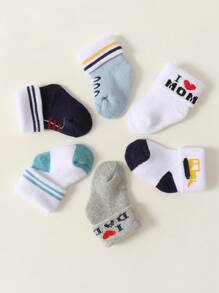 6 双糖果色新生儿袜子，保暖棉质针织短袜，适合婴儿男孩和女孩，秋冬季