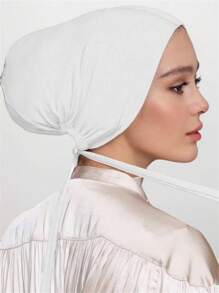 1 pieza Gorra interior para mujer, gorro turbante hiyab Amira, sólido elástico en la barbilla, accesorio de velo diario para ropa Abaya - A - Ver 31