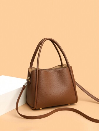 1 件纯色水桶手提包，简约斜挎包，适合女性日常使用