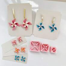 1pc/3pcs Mini Windmill Polymer Clay Earring Mold, For Jewelry Making Tools - Pink - View 7