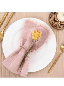12pcs Country Style Linen Dinner Napkins, Christmas Wedding Party Table - Multicolor - View 4