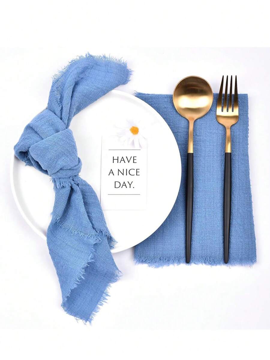 12pcs Country Style Linen Dinner Napkins, Christmas Wedding Party Table - Multicolor - View 1