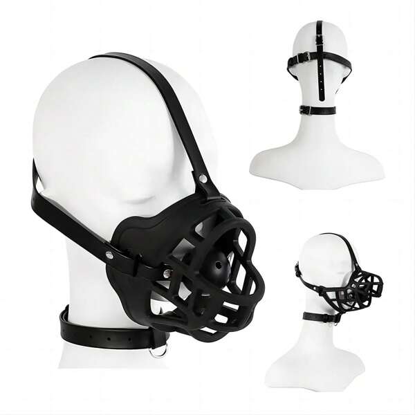 Producto SM Máscara y silicona, mordaza con anilla, arnés de bondage, juguete erótico, restricción, fetichismo, juegos sexuales, para adultos, parejas, mujeres y bienestar sexual.