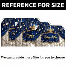 1 pieza Lona de fondo para fotografía de fiesta de cumpleaños de príncipe real, utilidad múltiple de tapiz decorativo de fiesta de poliéster 210 x 150 cm / 150 x 100 cm / 100 x 75 cm, Telón de fondo azul real y dorado de lujo con corona de príncipe para fiesta de cumpleaños, Decoración vintage para fiesta de cumpleaños de príncipe, Suministros para mesa de pastel de cumpleaños, Decoración de habitación y tela de fondo para estudio de fotografía de retrato, Navidad - Multicolor - Ver 9