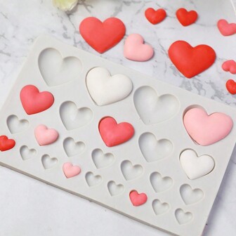 1pc Heart Shaped Silicone Mold For Chocolate, Gummy, Cake Decoration, Candle, Plaster, Clay, Baking Tools