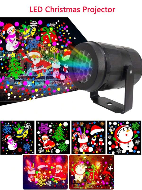 1 pieza Luz de Proyección de Navidad LED con 16 Diseños de Patrones, Lámpara de Proyector alimentada por USB, Luz de Proyección para Decoración de Navidad en Exteriores, Decoración de Habitación, Decoración Navideña, Decoración de Árbol de Navidad, Regalo de Navidad y Acción de Gracias