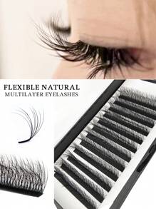 aHoneya 12 Filas Extensiones de Pestañas 5D Multicapa Esponjosas Fácil de Abrir Pestañas en Capas Naturalmente LC 8-15mm Extensiones de Pestañas Salvajes - LC - Ver 1