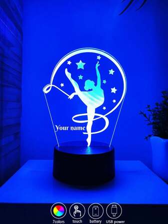 1pc Customized 3D Ballet Dancer Night Light, Creative Gift For Dance Lover, Birthday/Christmas Present, Colorful, Kawaii, Minimal Chic, Cute, Custom, Personalized, Unique, Ideal Gifts For Him, Ideal Gifts For Her, Her, Boyfriend, Girlfriend, Family, Friends, Nightlight, Neon, Home Goods, Room Decor, Holiday Decor, For Anniversaries, For Birthdays, For Weddings