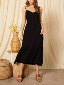 Plaid Midi Dress - 黑色 - 查看 1