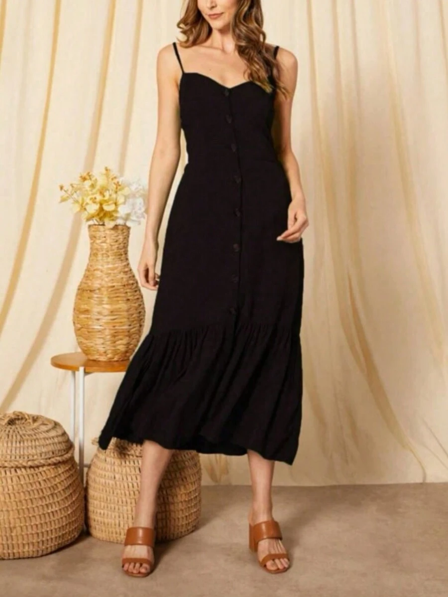 Plaid Midi Dress - 黑色 - 查看 1