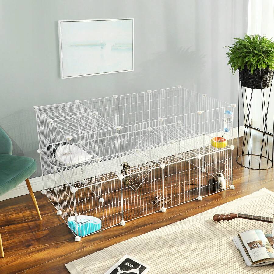 SONGMICS SONGMICS Pet Playpen, Small Animal Playpen, TwoStory Pet