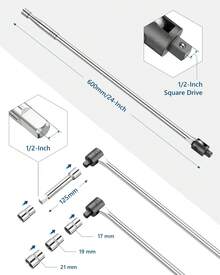 MAXPOWER Breaker Bar, 1/2-Inch Drive Extendable Breaker Bar Flex Handle Length Adjustment 17 Inches To 22-1/2 Inches, Tools For Men - 24" 柔性驅動器 - 查看 2