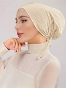 1 pieza Gorra interior para mujer, gorro turbante hiyab Amira, sólido elástico en la barbilla, accesorio de velo diario para ropa Abaya - A - Ver 23