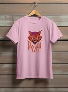 T-Shirt Cotton Shirt Cat Cat Lady Kitten Punk Gothic Ref 1388 FLUXOGEEK - Baby Pink - View 1