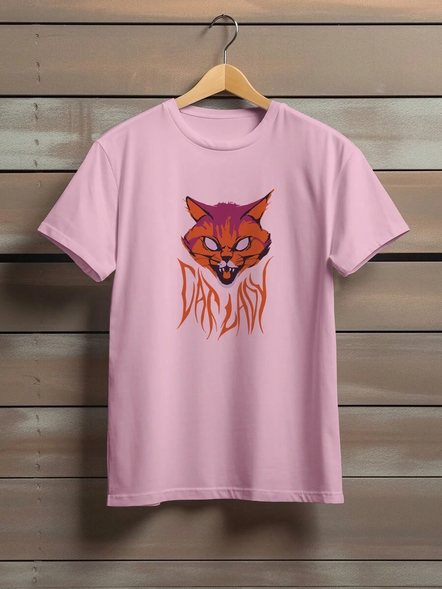 T-Shirt Cotton Shirt Cat Cat Lady Kitten Punk Gothic Ref 1388 FLUXOGEEK - Baby Pink - View 1