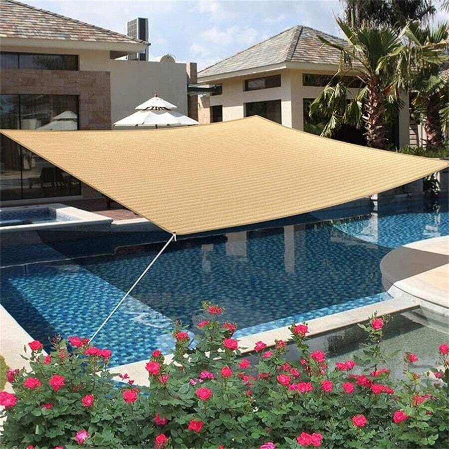 14' X 18' Sand Rectangle Sun Shade Sail Canopy, 95 UV Blockage Awning