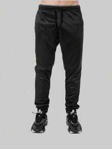 Pants With Cuffs On The Hem, 2 Pockets With Zipper, Flannel Side - 黑色 - 查看 1