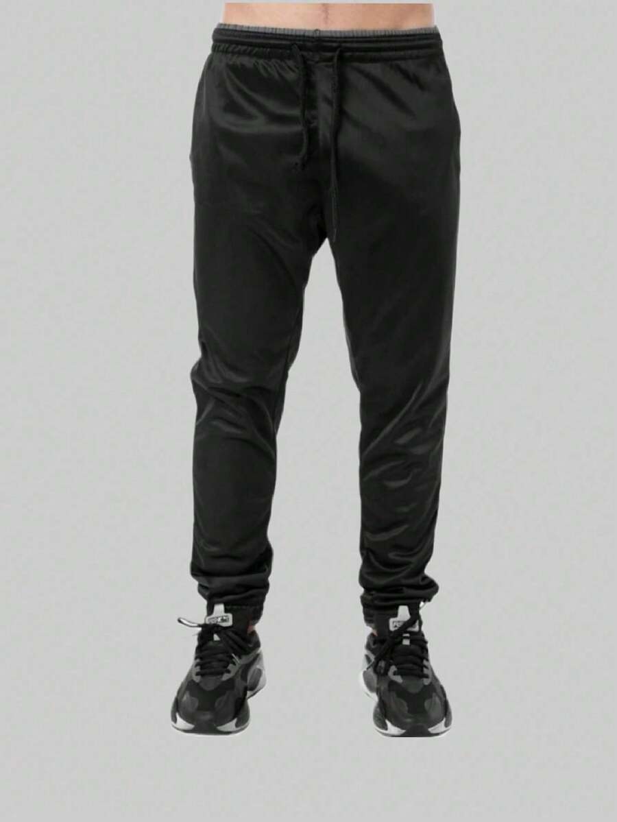 Pants With Cuffs On The Hem, 2 Pockets With Zipper, Flannel Side - 黑色 - 查看 1