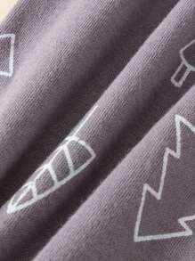 男童卡通动物印花保暖内衣套装，适合春秋季的保暖睡衣 - 棕色 - 查看 11