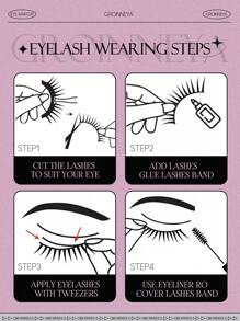 GROINNEYA 9 Pairs Super Short Natural Half-Strip False Eyelashes, Transparent Band, Short Soft 3D Faux Mink Lashes, Create Gentle Natural Makeup (BP01) - Black - View 8