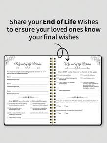 Plan de vida previo - Organizador de funeral de 5.7x8.1 pulgadas con carta a seres queridos, guía de cuidados y página de deseos, sección de documentos importantes
