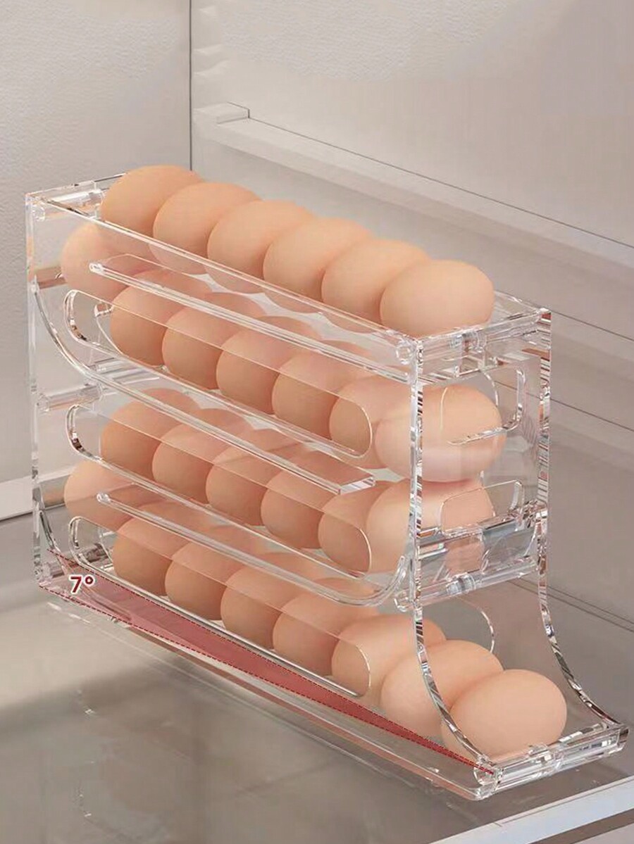 4Layer Tiered Egg Storage Box, Automatic Rolling Egg Dispenser
