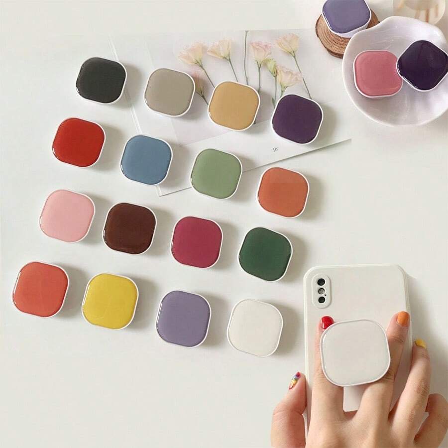 1pc Cute Solid Color Foldable Extendable Multi-Function Phone Holder & Clip - Adhesive Clip-On Smartphone Accessory, Suitable For IPhone, Android Phones, Birthday Gift, Gift For Family And Friends, Telescopic Phone Stand, Phone Accessory - Multicolor - View 1