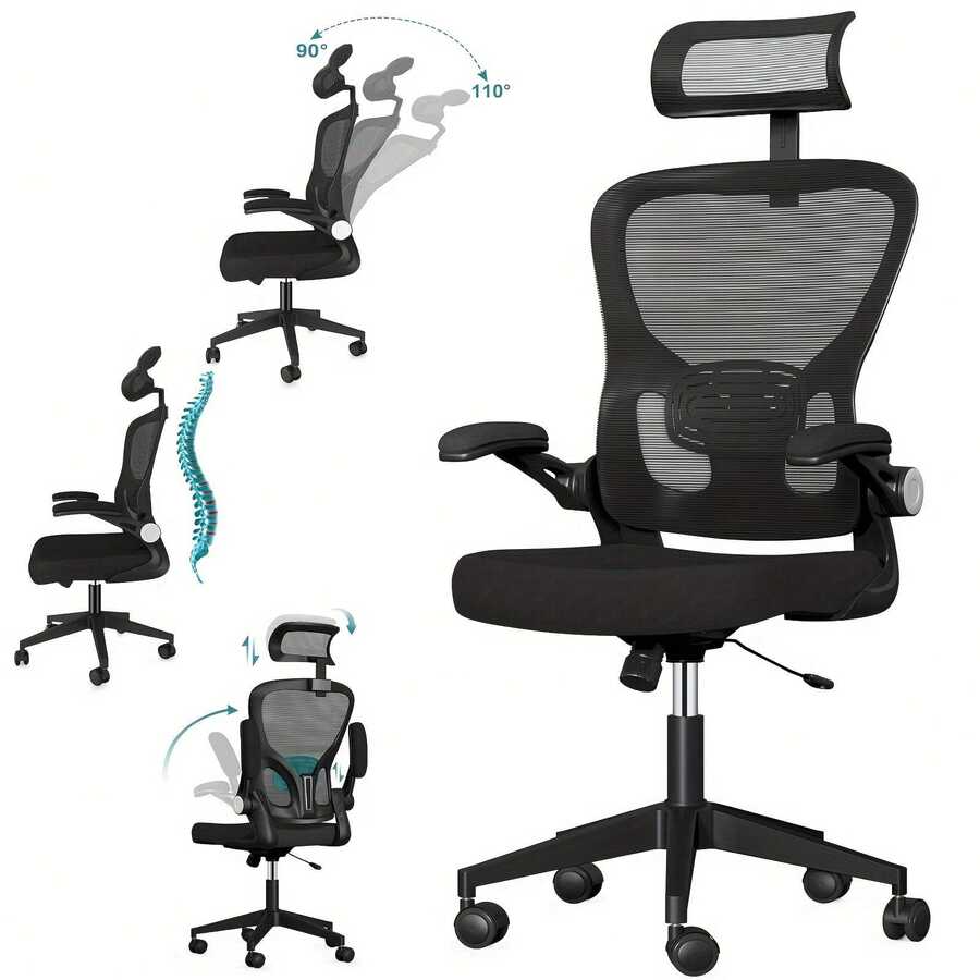 Ergonomic Office Chair, High Back Desk Chair With Adjustable Lumbar