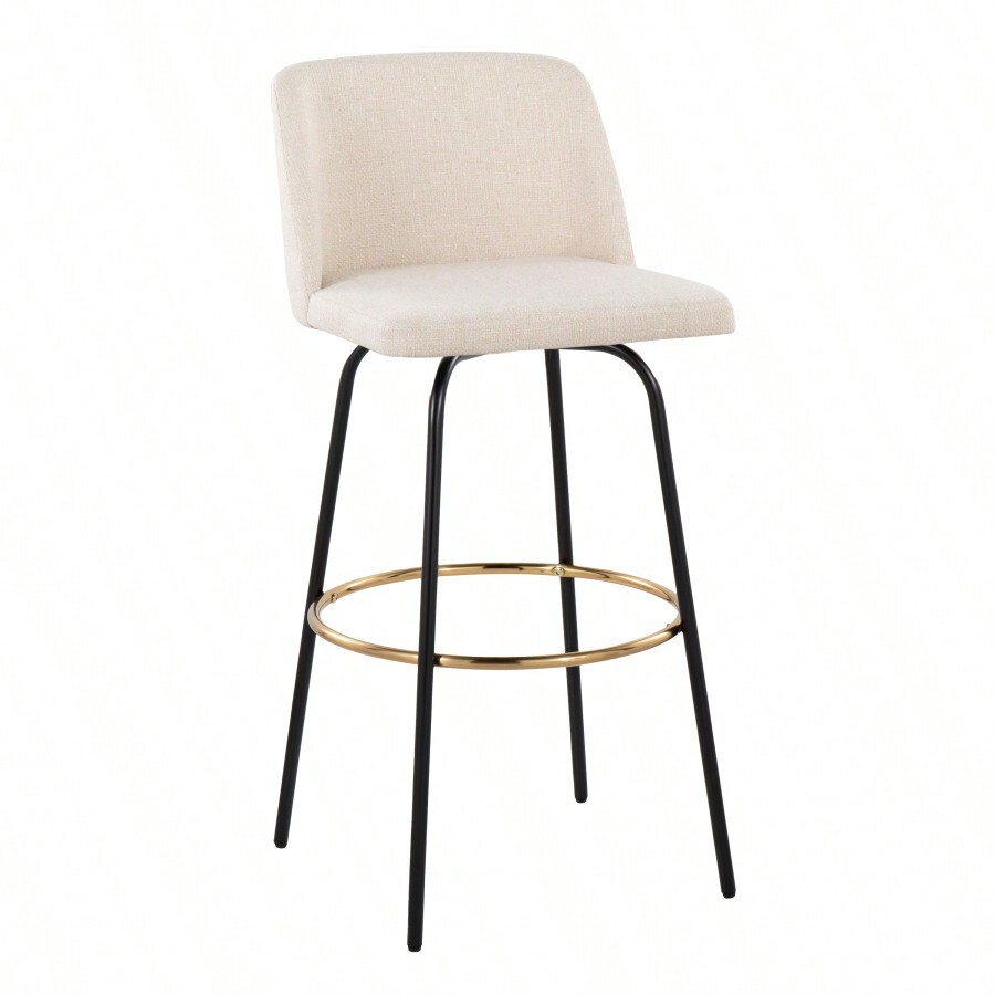 Toriano 30" Contemporary Fixed Height Barstool With Swivel In Cream