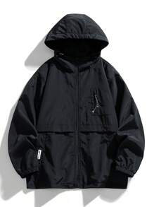 Chaqueta impermeable con capucha y cortavientos de moda para deportes al aire libre para mujer - Negro - Ver 1