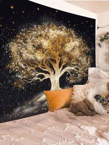 1 tấm thảm treo tường in hình cây sự sống và mặt trăng, tấm thảm trang trí hình vuông bằng sợi polyester phong cách hiện đại phù hợp để trang trí phòng khách và phòng ngủ, cờ cho phòng, trang trí phòng, thảm treo tường, trang trí tường, nghệ thuật treo tường - Nhiều màu - Xem 1
