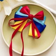 1pc Cute Children Princess Bow Ribbon Hair Clip Hair Accessories, Back To School Gift For Girls - Multicolor - View 7