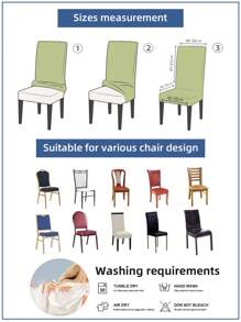 1pc Christmas Elastic Print Chair Cover, Festive Decor Suitable For Living Room Party - A - View 3