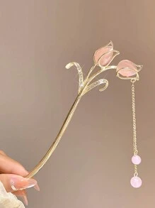 8 Stück/4 Stück/1 Stück Retro Blumen Quaste Haarclips, Haaraccessoire, eleganter Hanfu Haarschmuckstab für Damenfrisuren, Haarknoten, Haarstyling Pins
