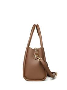 1pc Solid Color Bucket Tote Bag, Simple Crossbody Bag, Suitable For Daily Use By Women - Brown - View 5