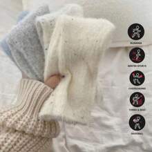 6 Pairs Women Mink Velvet Socks, Warm Thick Crew Socks, Solid Color, Winter - Multicolor - View 2