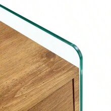 Double-Drawer Bedside Table. The Board Surface Is MDF Sticker, And Both Sides Are Transparent Tempered Glass. The Design Is Simple And Elegant, With Excellent Storage Functions.