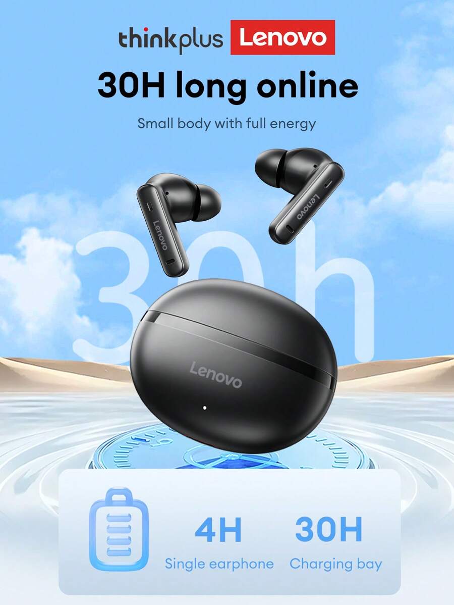 Lenovo 联想 EA210 蓝牙耳机，半入耳式高保真立体声效，音乐和游戏双模式，低延迟，灵敏麦克风，运动，长电池寿命，舒适的无线耳塞