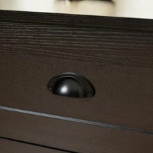 Drawer Dresser Cabinet, Sideboard, Bar Cabinet, Buffet Server Console, Table Storge Cabinets, Metal Handle In The Shape Of A Silver Shell, For Dining Room, Living Room, Bedroom, Kitchen Hallway, Color:Dark Gray - 深灰色+實木+美式設計如圖 - 查看 17