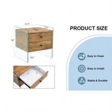 Double-Drawer Bedside Table. The Board Surface Is MDF Sticker, And Both Sides Are Transparent Tempered Glass. The Design Is Simple And Elegant, With Excellent Storage Functions.
